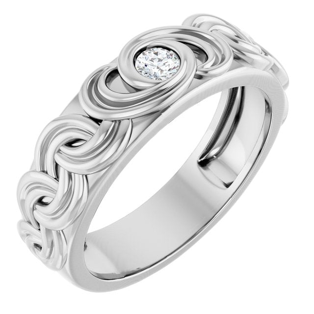 14K White 1/8 CT Lab-Grown Diamond Band