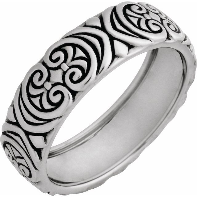 14K White 6.9 mm Sculptural Band Size 7