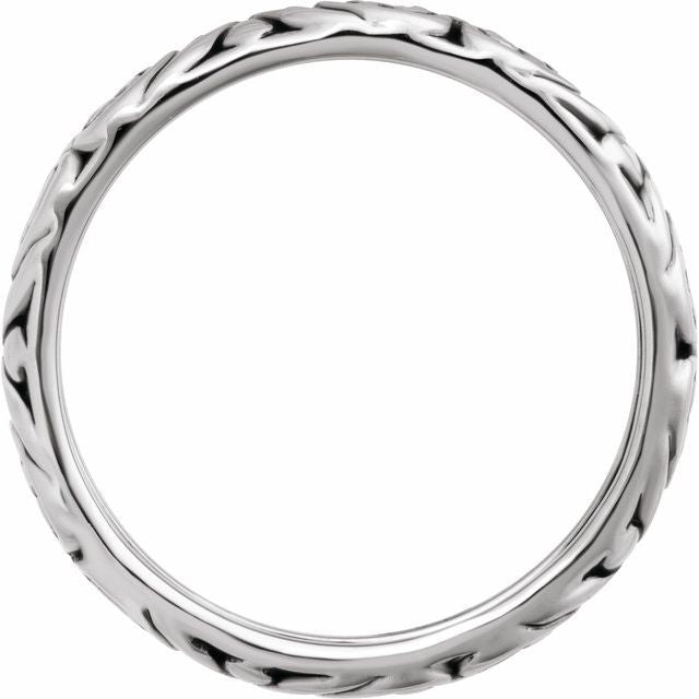 14K White 6.9 mm Sculptural Band Size 10