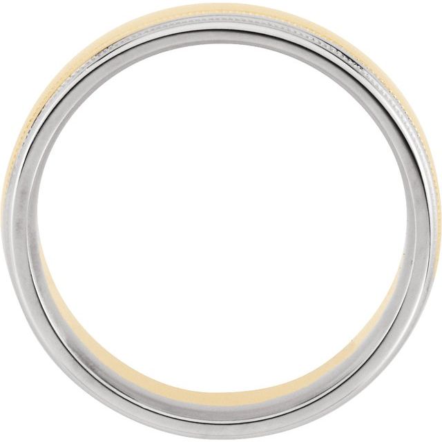 14K White/Yellow/White 8 mm Double Edge Band Size 13.5