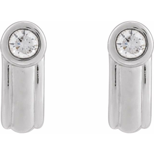 14K White 1/5 CTW Lab-Grown Diamond Solitaire J Hoop Earrings