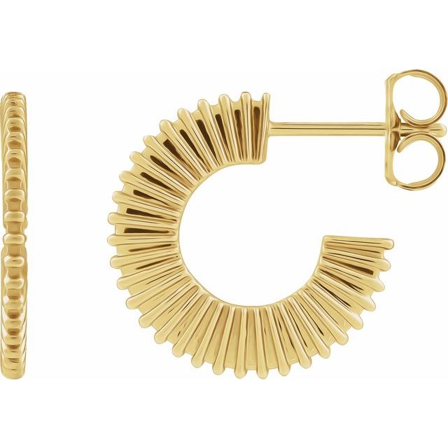 14K Yellow Starburst 16 mm Hoop Earrings