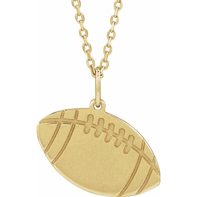 14K Yellow Engravable Football 16-18' Necklace