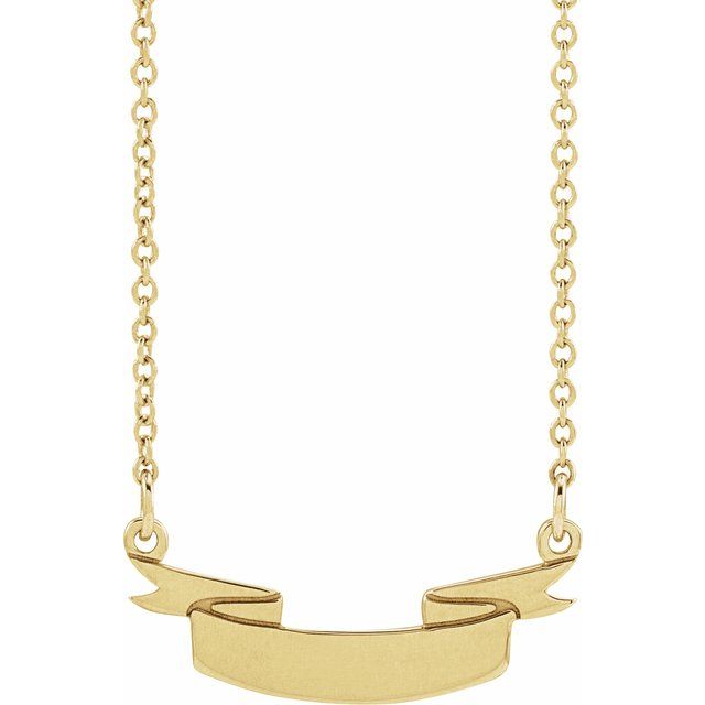 14K Yellow Engravable Ribbon 16' Necklace