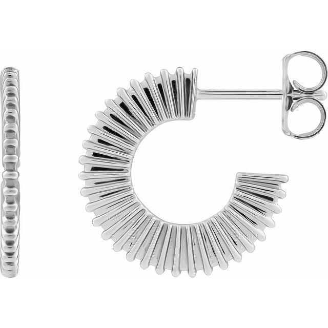 Sterling Silver Starburst 16 mm Hoop Earrings