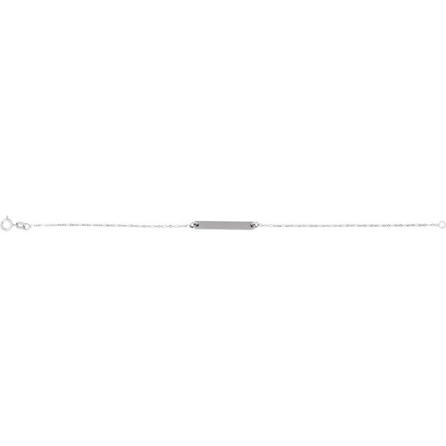 14K White Engravable Bar 7' Bracelet