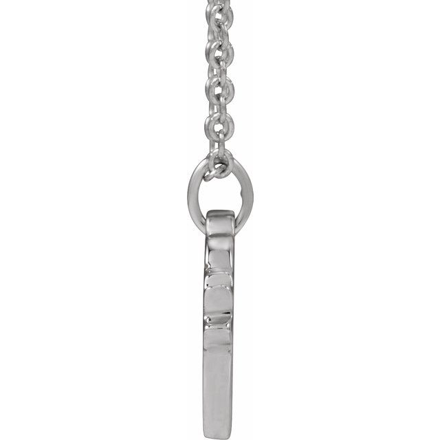 14K White .005 CT Natural Diamond Engravable Heart 18' Necklace