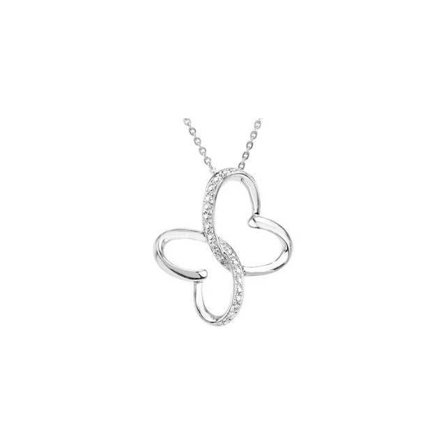 Sterling Silver .005 CT Natural Diamond Wings of Comfort™ 18' Necklace