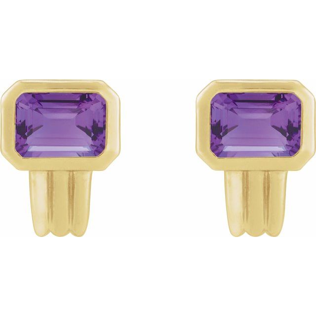 14K Yellow Natural Amethyst Earrings