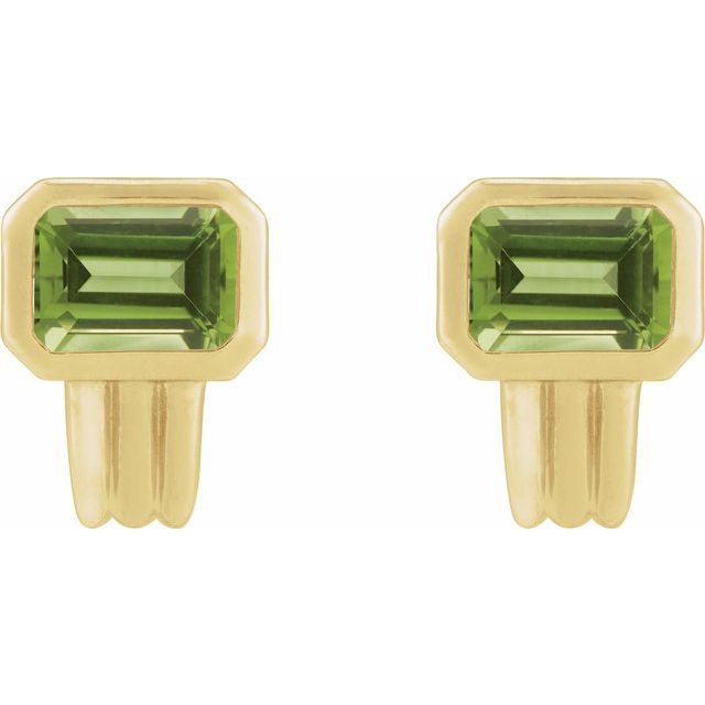 14K Yellow Natural Peridot Earrings
