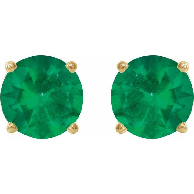 14K Yellow 5 mm Natural Emerald Stud Earrings