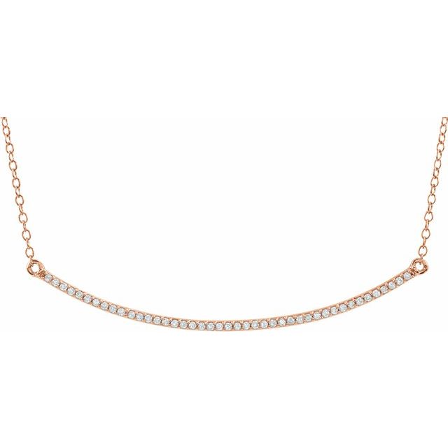 14K Rose 1/6 CTW Natural Diamond Bar 16-18' Necklace