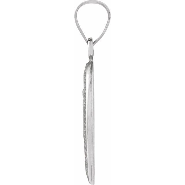 14K White 15x11.5 mm Oval Hollow Miraculous Medal