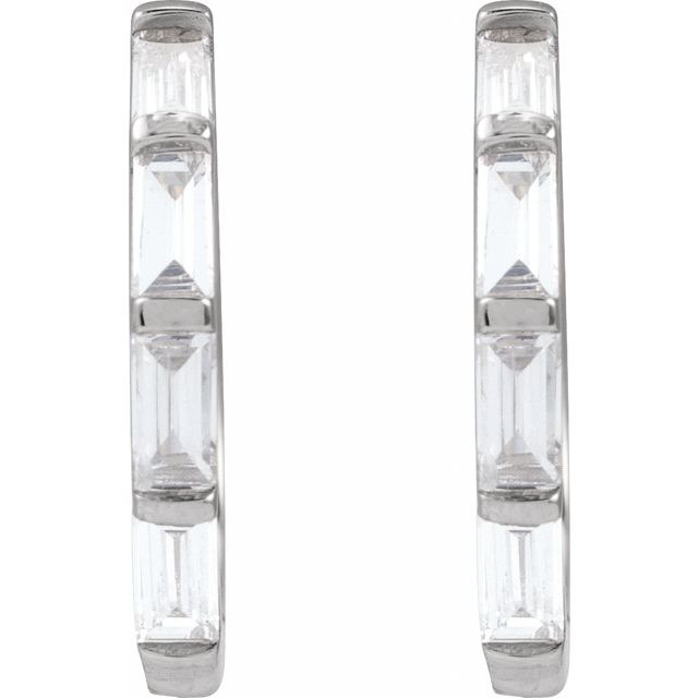 14K White 1/3 CTW Lab-Grown Diamond Hoop Earrings