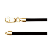 14K Yellow 3 mm Black Rubber 18' Cord Necklace
