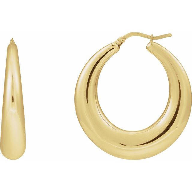 14K Yellow 37.2 mm Electroform Puffed Hoop Earrings
