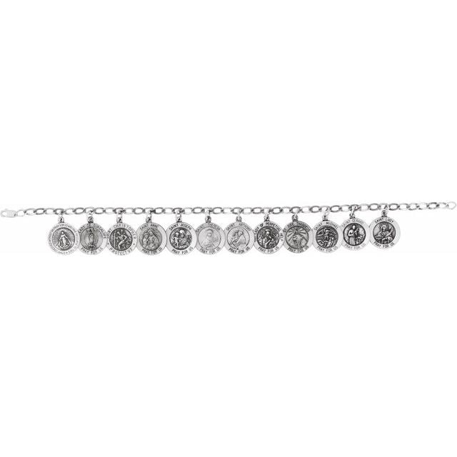 Sterling Silver Saints Charm 7 1/2' Bracelet