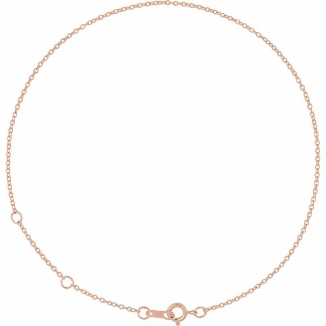 14K Rose 1 mm Adjustable Cable 6 1/2-7 1/2' Chain