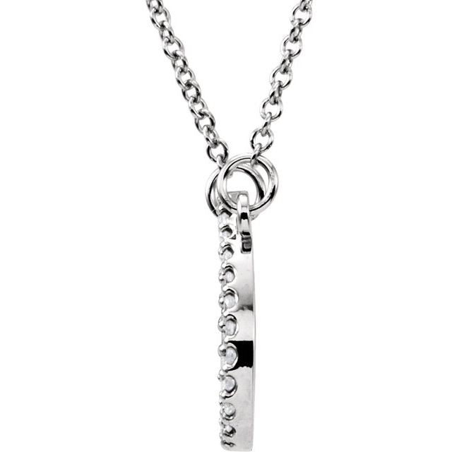 14K White 1/10 CTW Natural Diamond Teardrop 16' Necklace