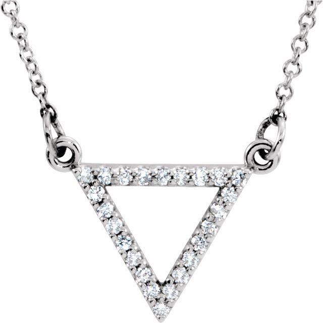 14K White 1/10 CTW Natural Diamond Triangle 16' Necklace