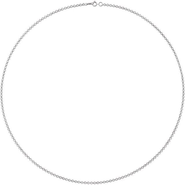 14K White 2 mm Rolo 18' Chain