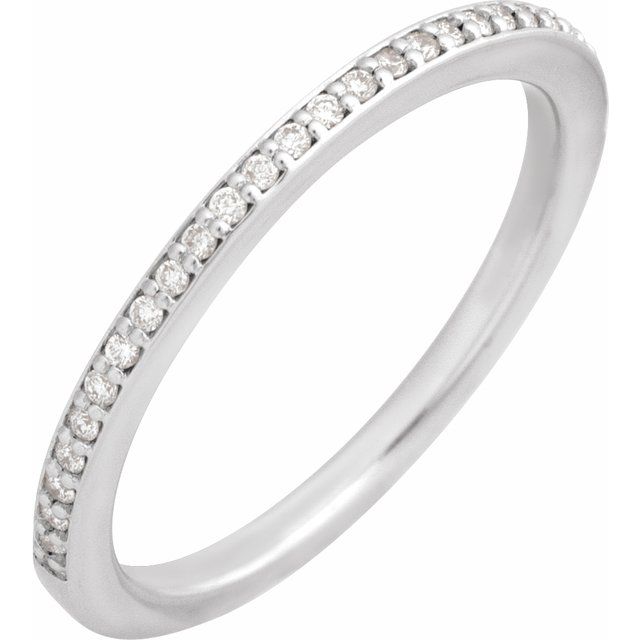 14K White 1/10 CTW Natural Diamond Band