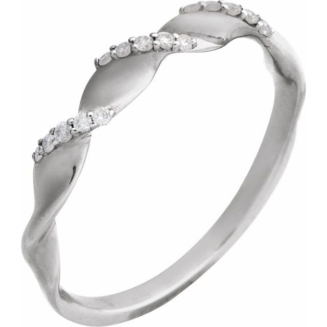 14K White .08 CTW Natural Diamond Anniversary Band