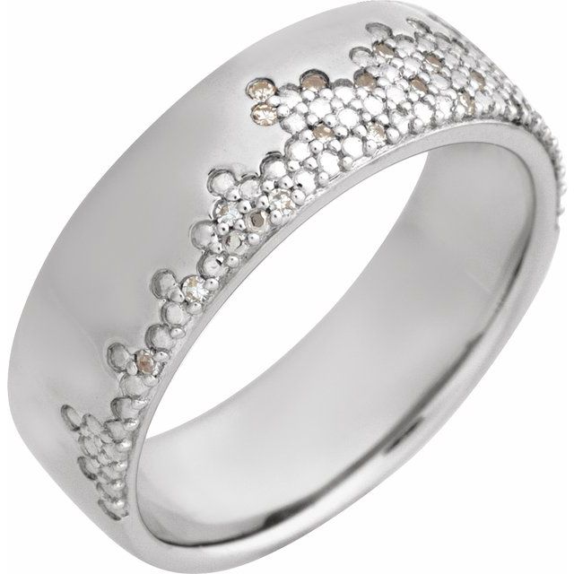 14K White 1/10 CTW Natural Diamond Accented Band