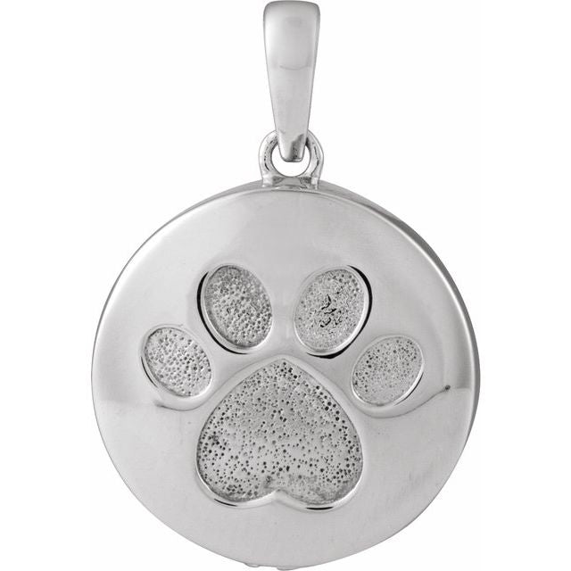 Sterling Silver Paw Print Ash Holder Pendant