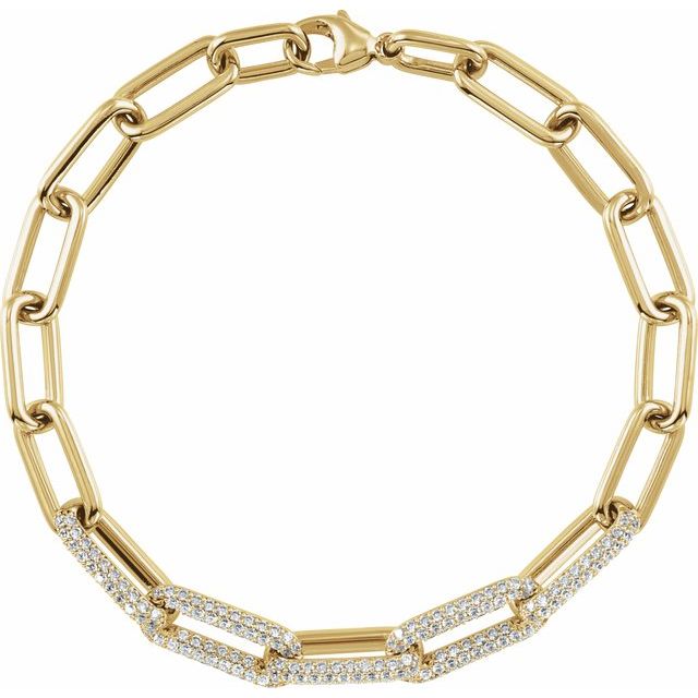14k Yellow 1 1/2 Ctw Lab-grown Diamond Paperclip-style 7' Bracelet
