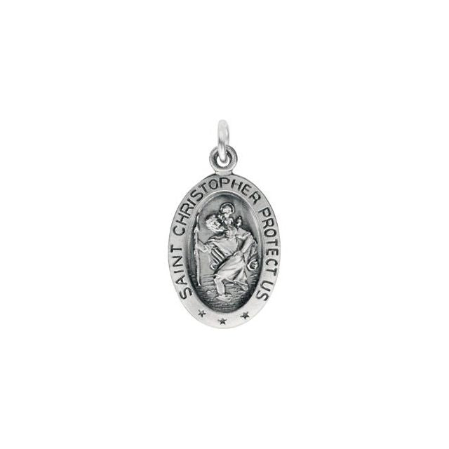 Sterling Silver 15x11 mm Oval St. Christopher Medal