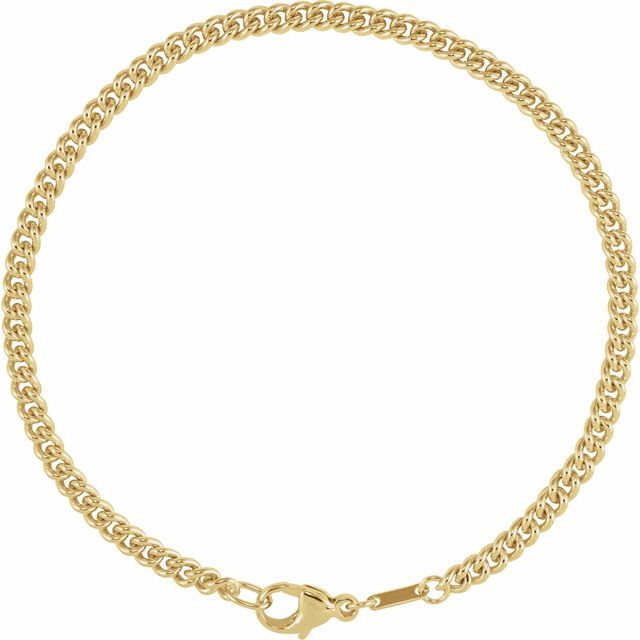14K Yellow 3.4 mm Curb 8' Chain