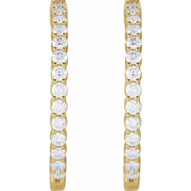 14K Yellow 4 CTW Natural Diamond Inside-Outside Hinged 36 mm Hoop Earrings
