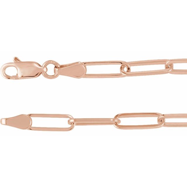 14K Rose 3.85 mm Paperclip-Style 16' Chain