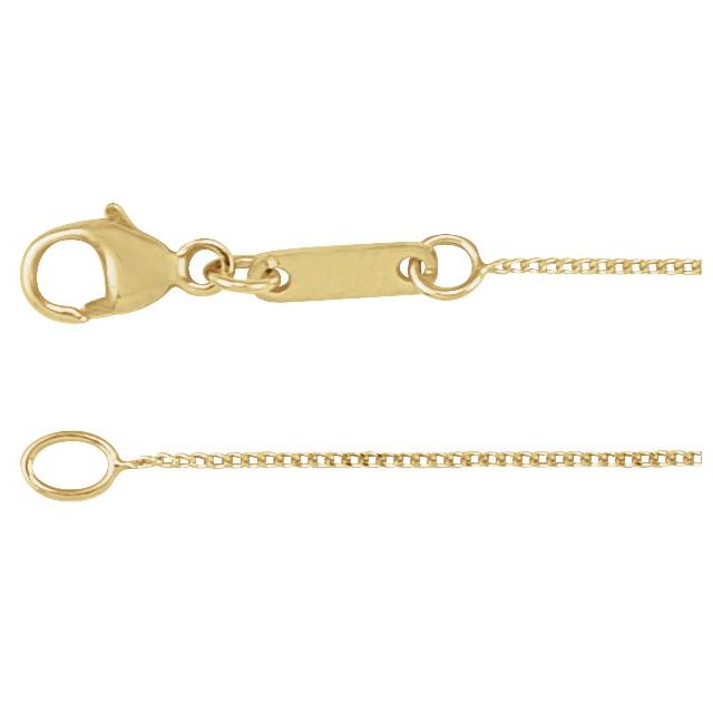 14K Yellow .8 mm Diamond-Cut Curb 16' Chain
