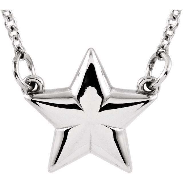 14K White Star 18' Necklace