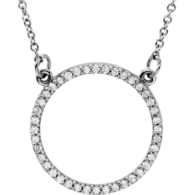 14K White 1/6 CTW Natural Diamond Circle 16' Necklace