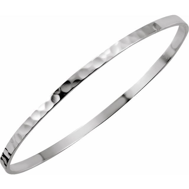 Sterling Silver 3.25 mm Hammered Bangle 8' Bracelet