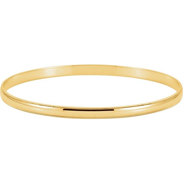 14K Yellow 4 mm Milgrain Edge Bangle 7 1/2' Bracelet