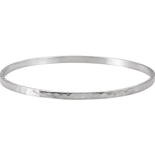 Sterling Silver 3.25 mm Hammered Bangle 8' Bracelet