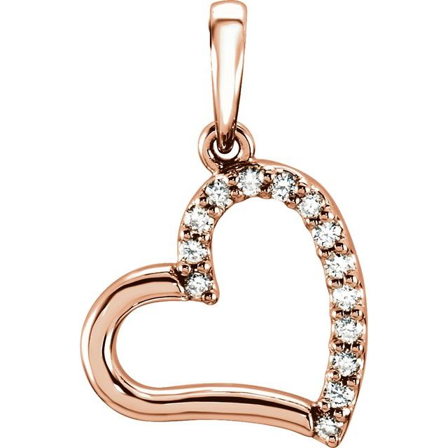 14K Rose .07 CTW Natural Diamond Heart Pendant