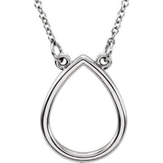 14K White Teardrop 16 1/2' Necklace
