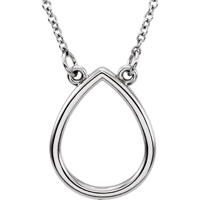 14K White Teardrop 16 1/2' Necklace