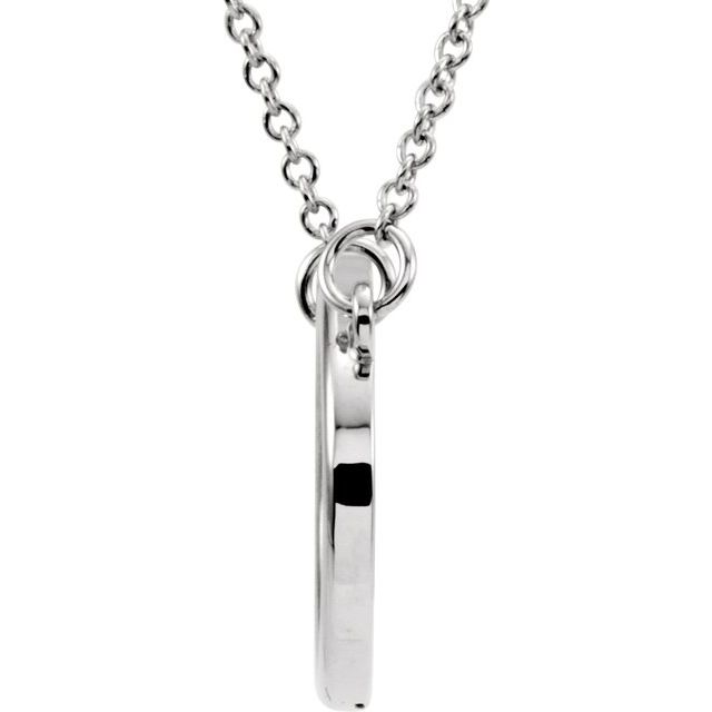 14K White Horizontal Oval 16' Necklace