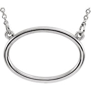 14K White Horizontal Oval 16' Necklace