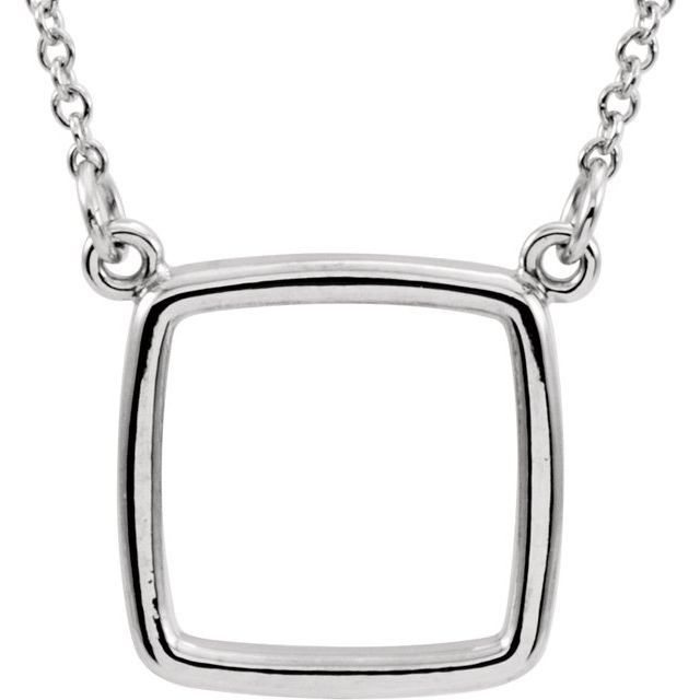 14K White Square 16' Necklace