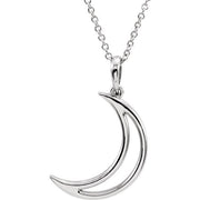 14K White 25.7x4.7 mm Crescent Moon 16' Necklace