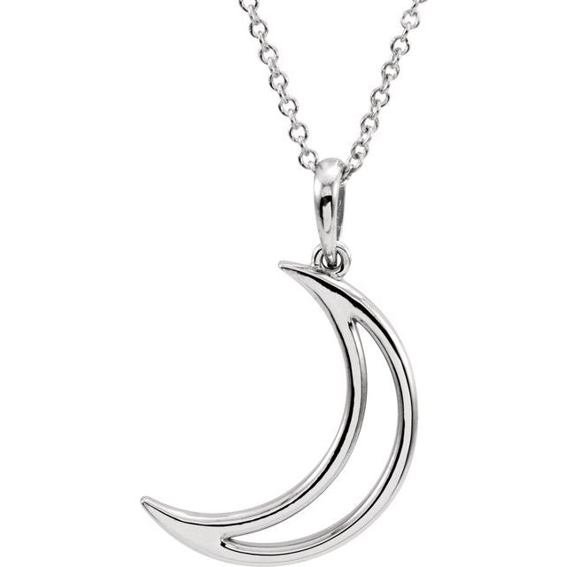 Sterling Silver 25.65x4.7 Mm Crescent Moon 16' Necklace