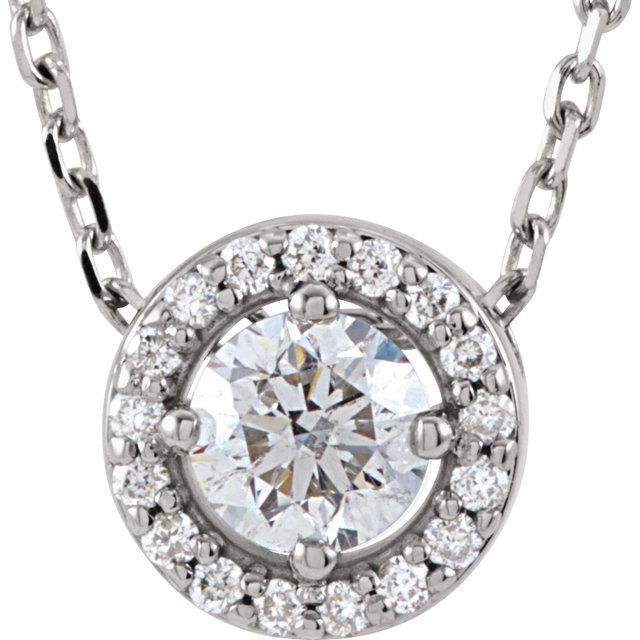 14K White 1/5 CTW Lab-Grown Diamond Halo-Style 16' Necklace