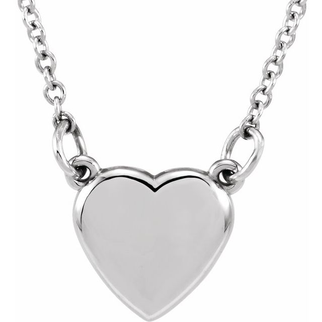 14K White Heart 18' Necklace
